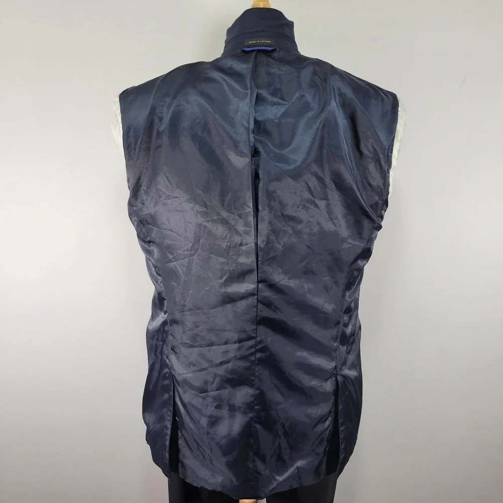 Alfani‎ Men's Sport Coat Blazer Two Button Navy Blue Wool Polyester Size 46L